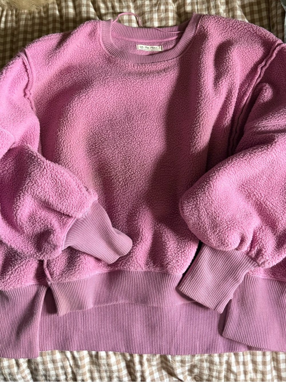 Free People Pink Fleece Pullover Sweatshirt